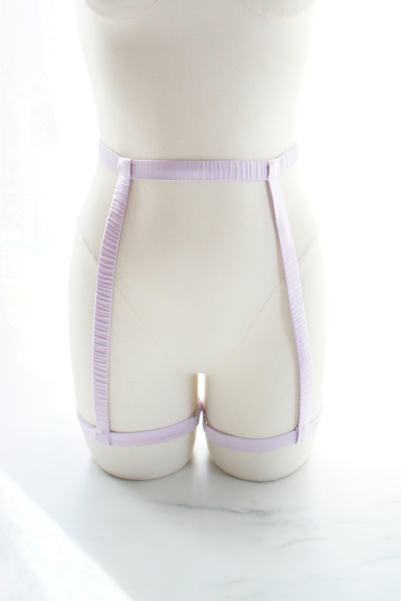 Elektra Caged Garter Lavender Silk by Elma Lingerie Elektra Caged Garter Lavender Silk by Elma Lingerie