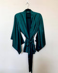 Forest Green Silk Kimono Robe