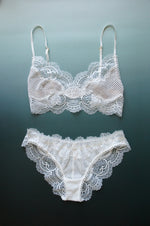 Eos White Lace and Fishnet Bralette