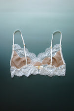Eos White Lace and Fishnet Bralette