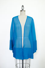 Ionia Blue Silk Georgette Short Robe