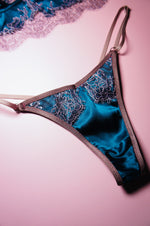 Lace and Silk Thong Teal