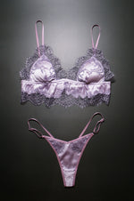 Lace and Silk Thong Lavender