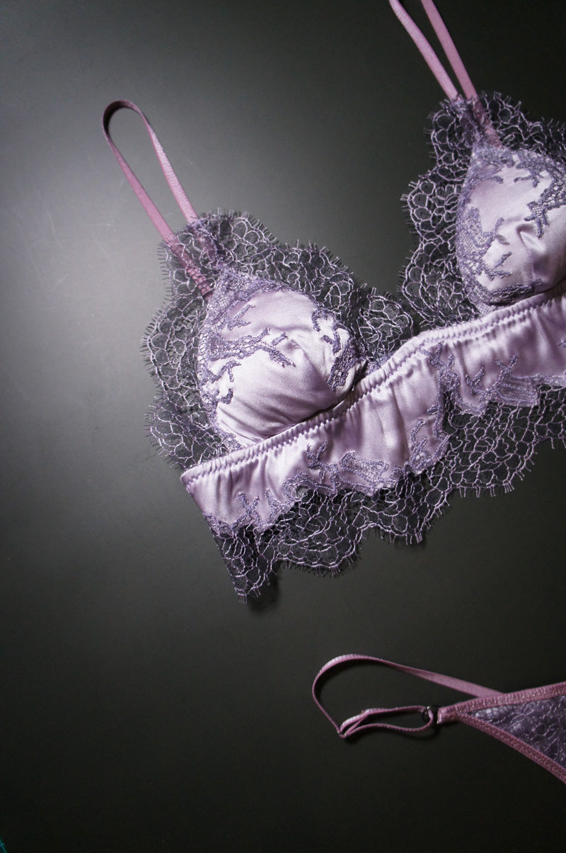 Elektra Caged Bralette Lavender Silk – Elma Lingerie
