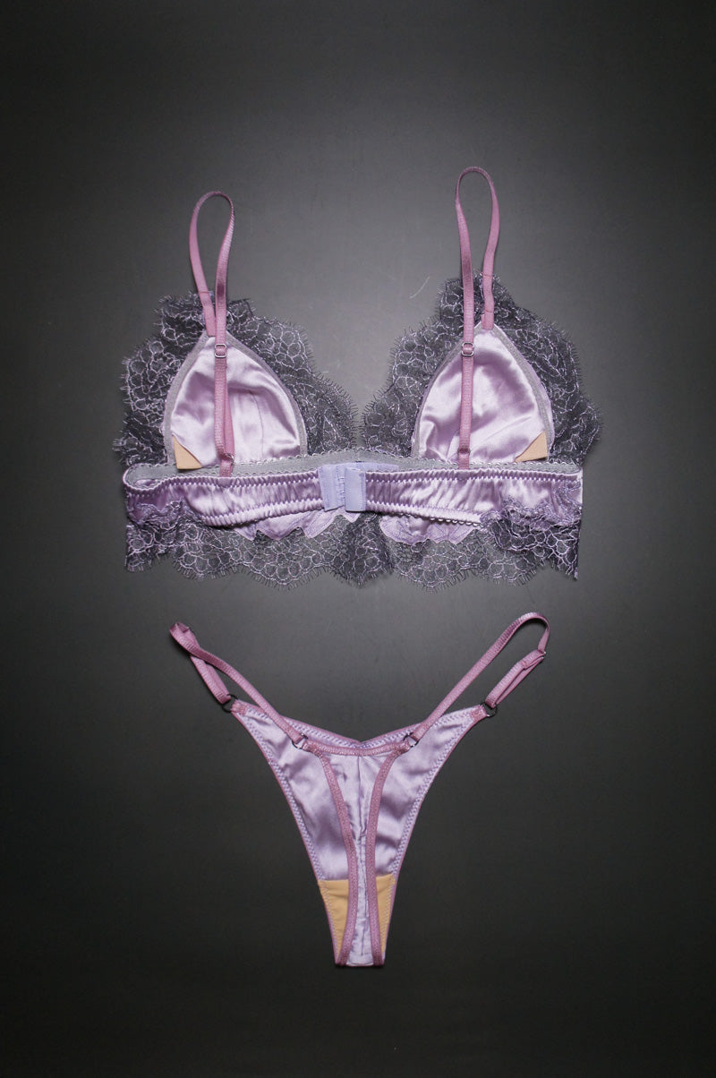 Lace and Silk Thong Lavender