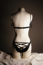 Feather and silk lingerie set back