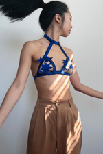 Size S-M High Neck Halter Open Cup Bralette