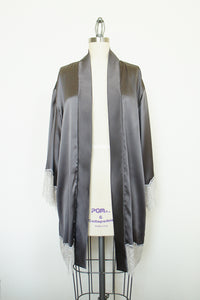 Graphite Gray Silk Haori with Chantilly Lace