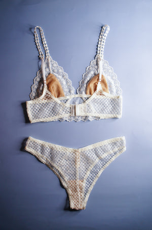 Honeycomb Mesh Off White Brazilian Brief