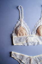 Honeycomb Off White Mesh Longline Bralette