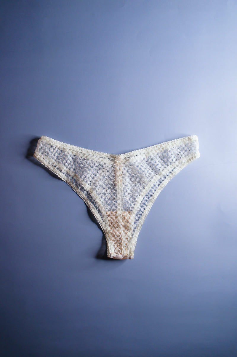 Honeycomb Mesh Off White Brazilian Brief