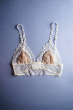 Honeycomb Off White Mesh Longline Bralette