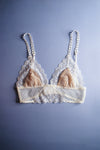 Honeycomb Off White Mesh Longline Bralette