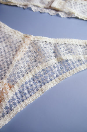 Honeycomb Mesh Off White Brazilian Brief