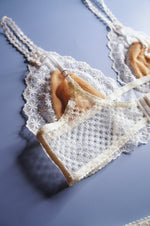 Honeycomb Off White Mesh Longline Bralette