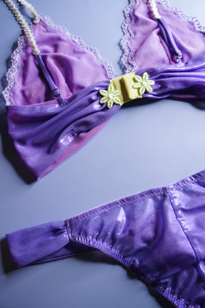Purple and Lime Mesh Applique Panty