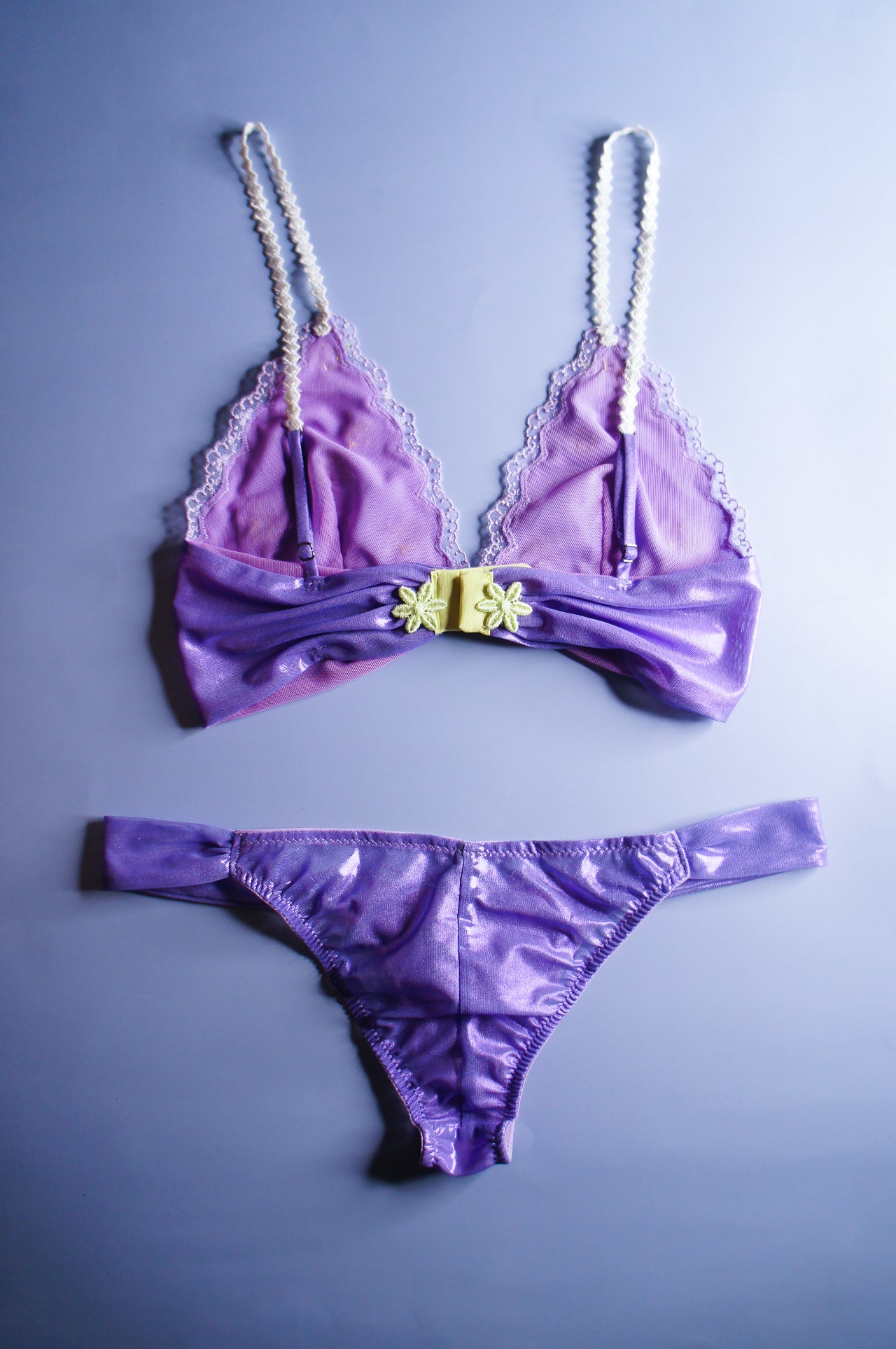 Purple and Lime Mesh Applique Panty