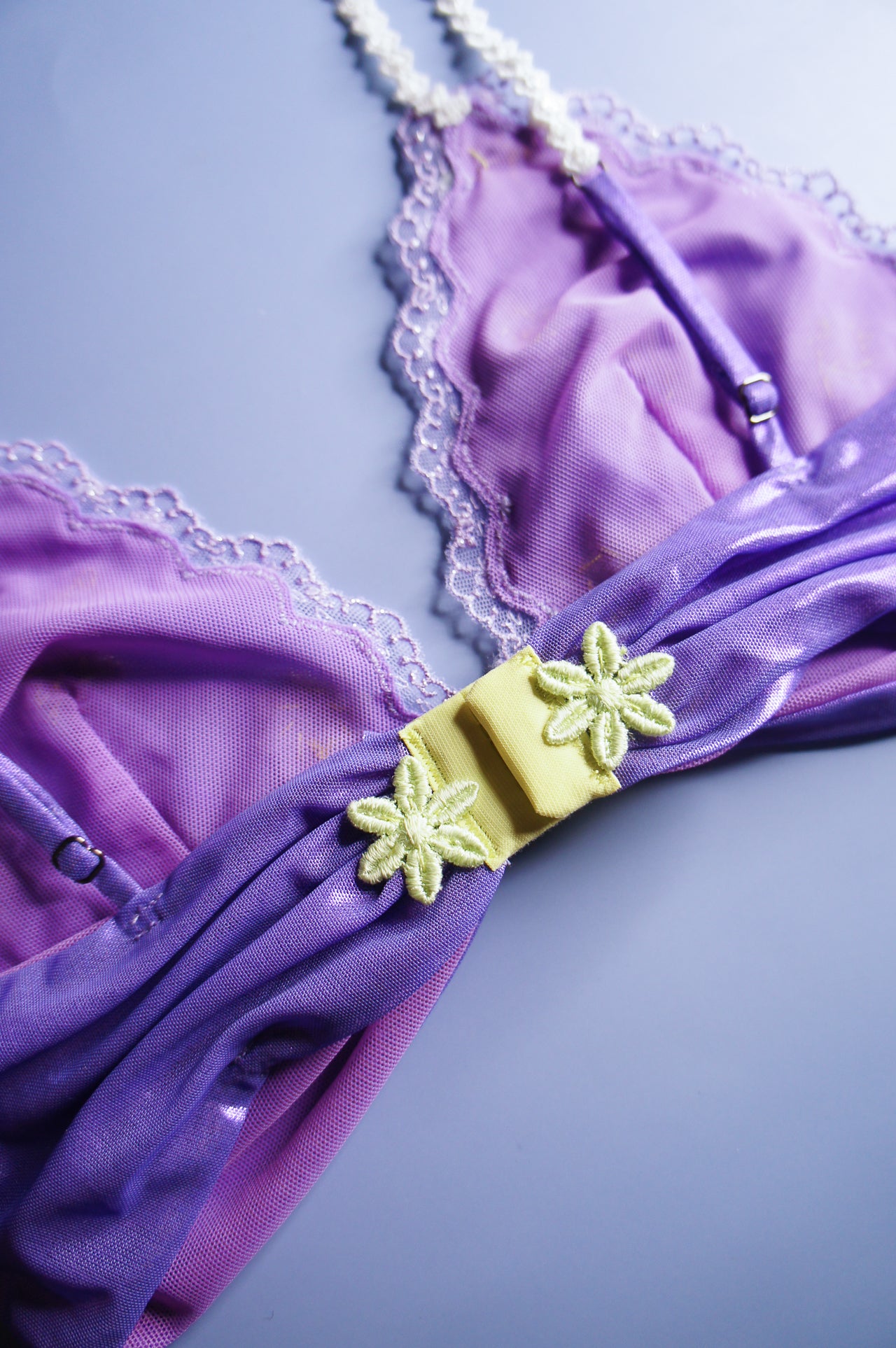 Purple and Lime Mesh Applique Bralette