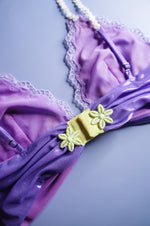 Purple and Lime Mesh Applique Bralette