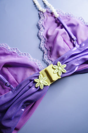 Purple and Lime Mesh Applique Bralette
