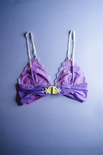 Purple and Lime Mesh Applique Bralette