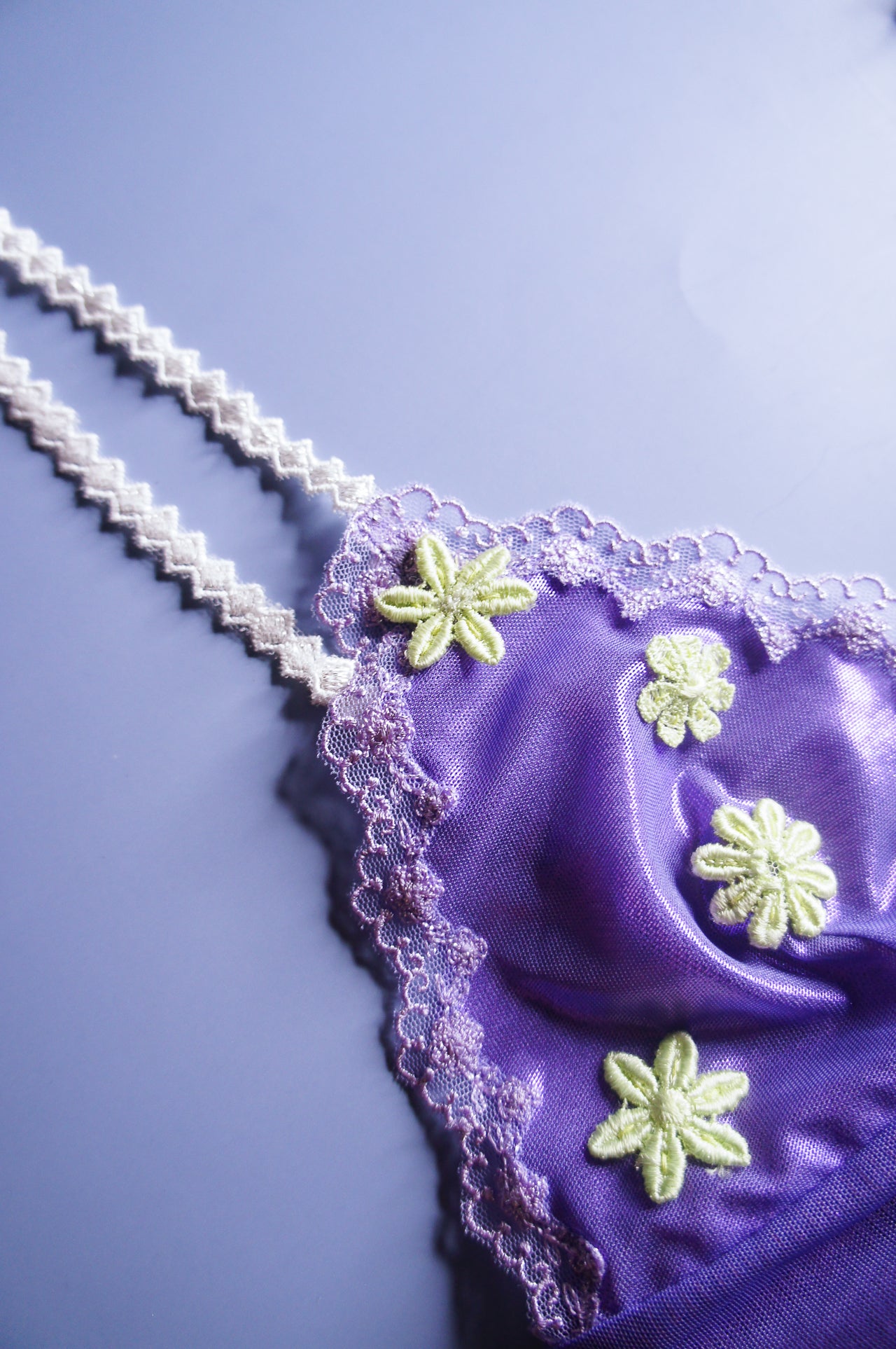 Purple and Lime Mesh Applique Bralette