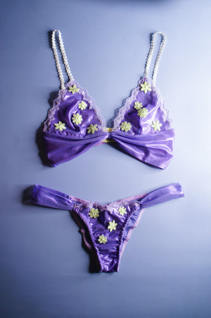 Purple and Lime Mesh Applique Bralette
