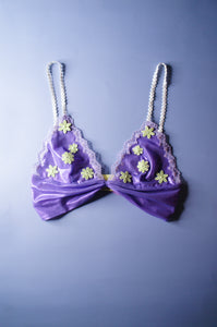 Purple and Lime Mesh Applique Bralette