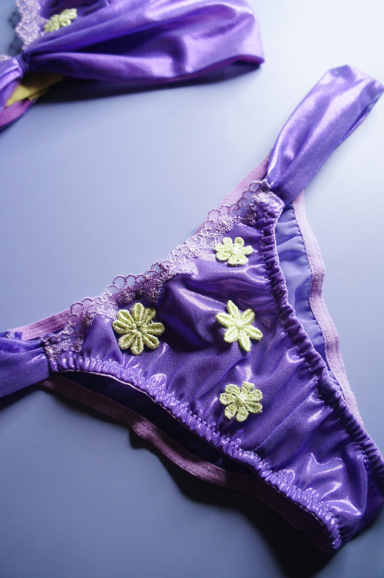 Purple and Lime Mesh Applique Panty