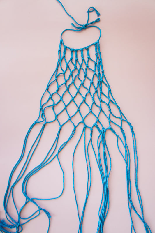 One Size Blue Macramé Halter Top