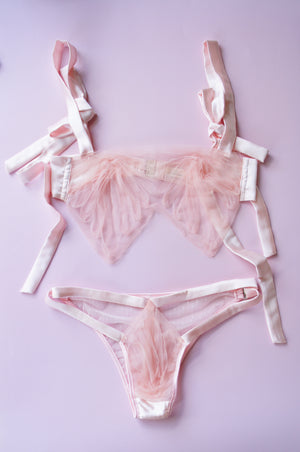 Pink Tulle and Silk Ribbon Bra