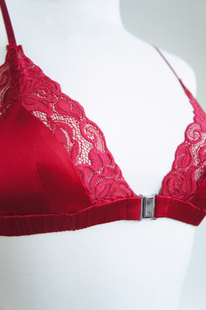 Red Silk and Lace Sophie Bralette – Elma Lingerie