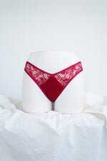 Red Silk and Lace Ouvert Panty