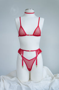 Red Dotted Mesh Micro Set