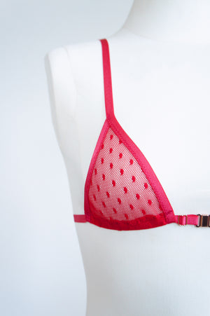 Red Dotted Mesh Micro Bralette