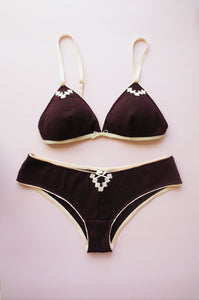 cashmere bra and panty set with vintage trims