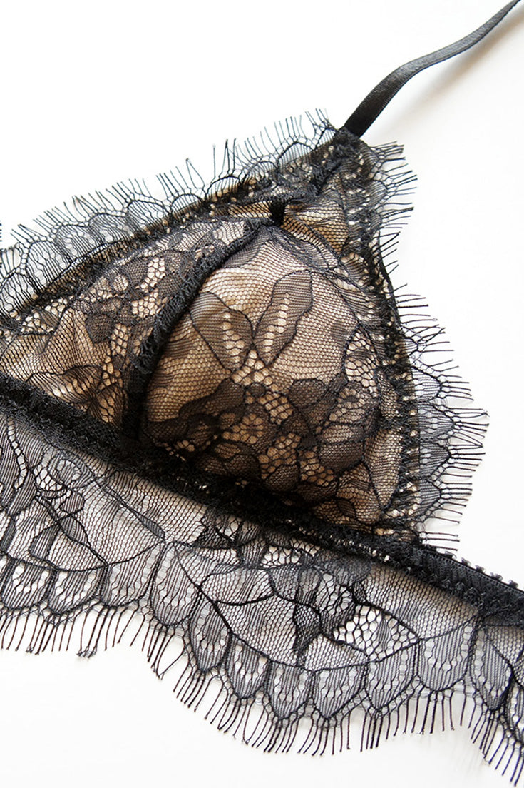 Adelphi black lace bralette detail