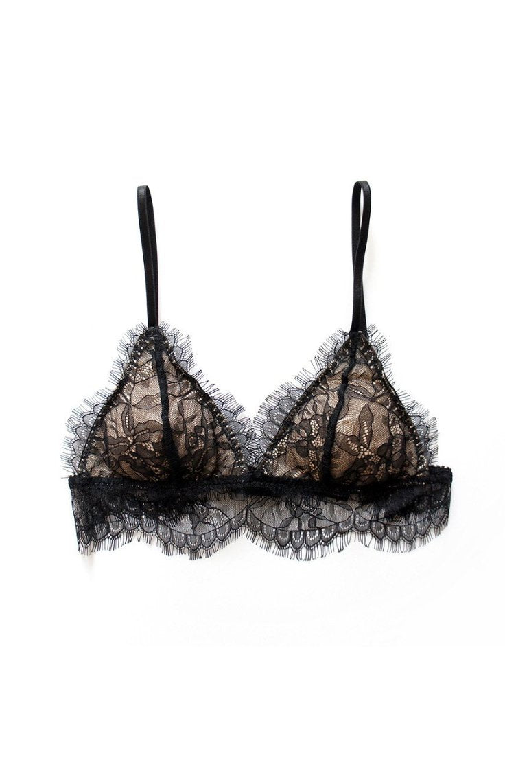 Sophie Navy Silk and Lace Bralette – Elma Lingerie
