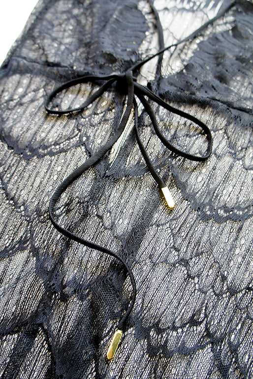Sheer Black Lace Slip Dress