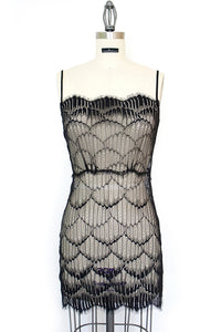 Sheer Black Lace Slip Dress