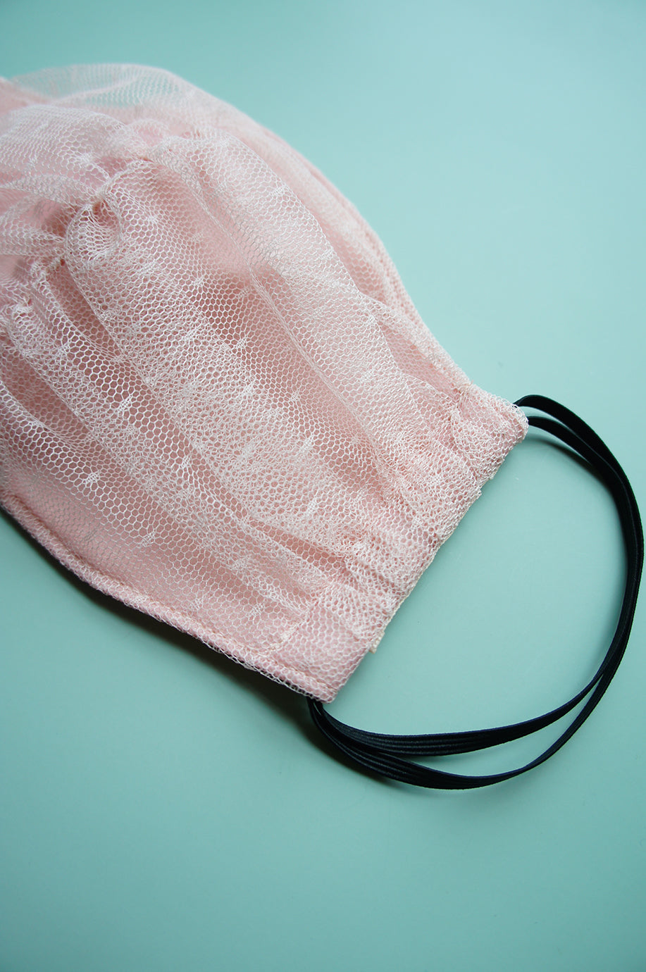 Pink Dotted Mesh Fabric Face Mask