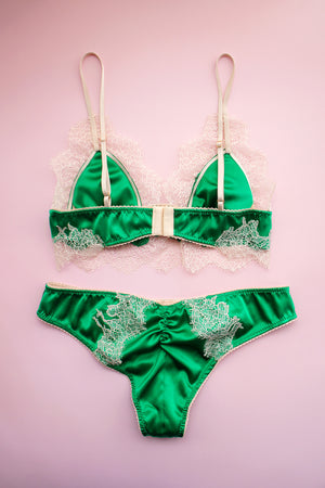 Emerald green lingerie sets