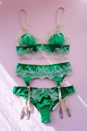Ophelia Appliqué Bralette Emerald Green