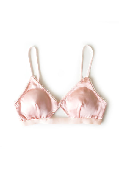 Bella Scalloped Lace Silk Bralette - Baby Pink – Miguelina