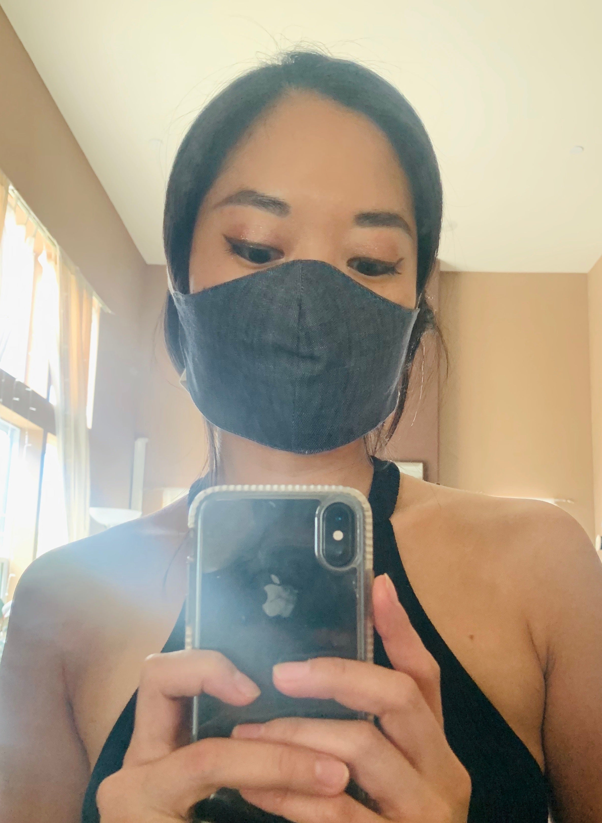 Charcoal Denim Fabric Face Mask