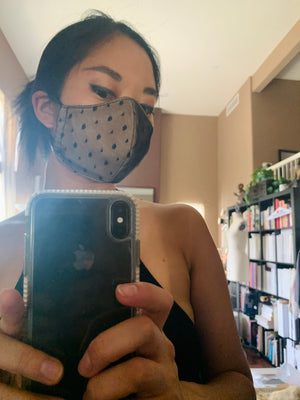 Black Dot Mesh Fabric Face Mask